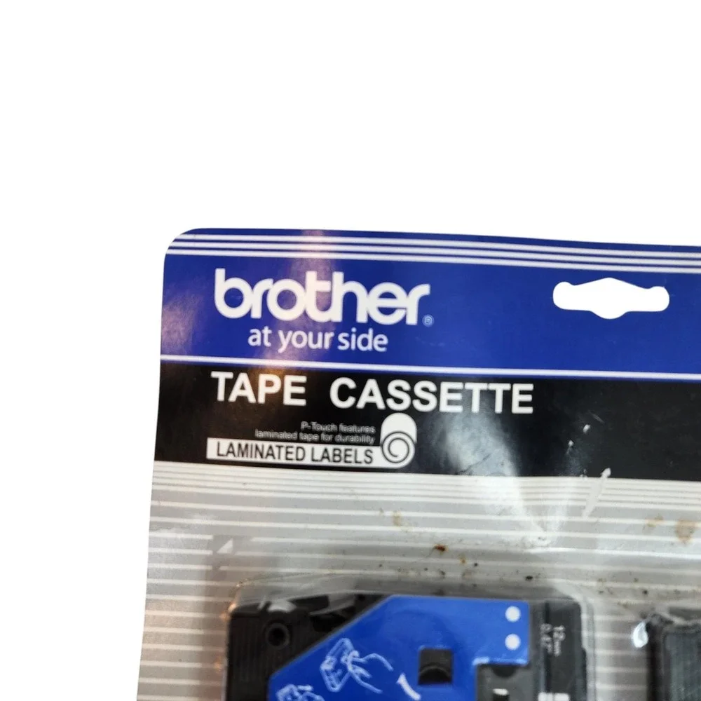 Brother TC-20 P-Touch Label Tape 12mm 0.47in Black On White Laminated 2 Pack